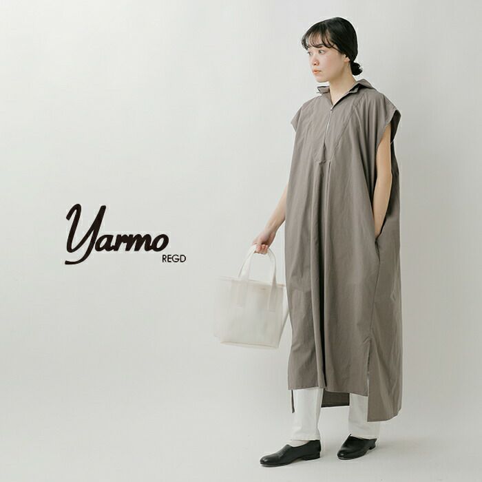 Yarmo ヤーモ コットン キャンブリック スリーブレス フード シャツ 