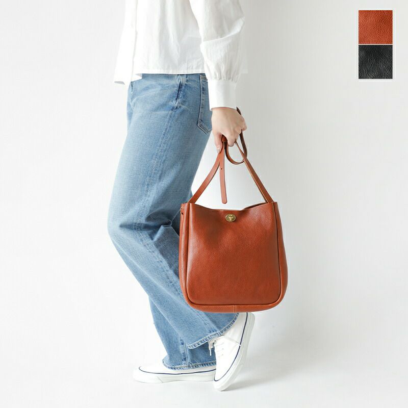 Mimi ミミ レザー ターンロック バケット ショルダーバッグ