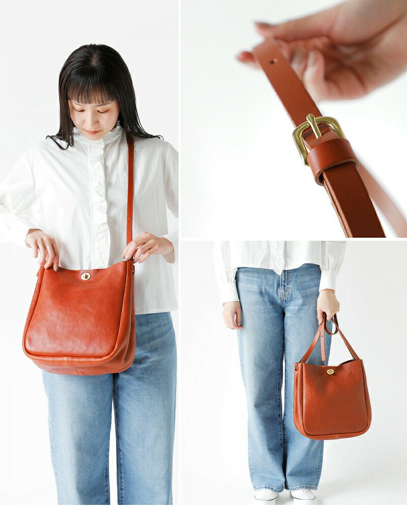 バッグ MIMI Mimi ミミ レザー ターンロック バケット ショルダーバッグ