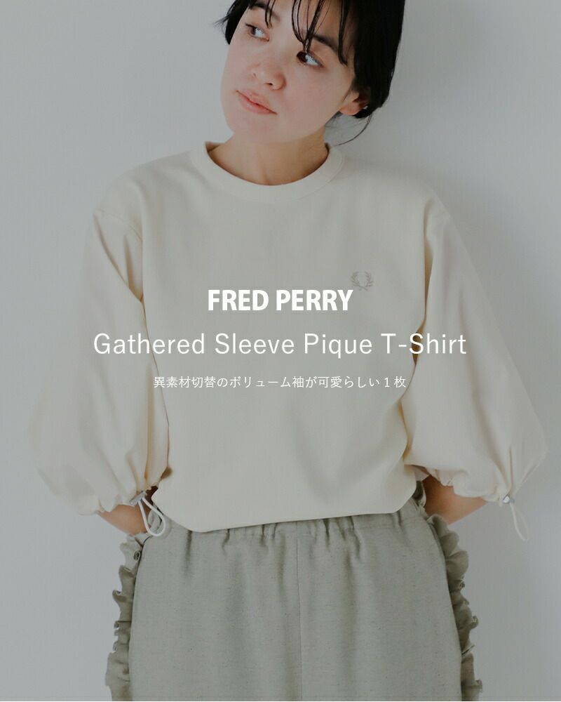 FRED PERRY フレッド ペリー コットン ギャザー スリーブ ピケ Tシャツ