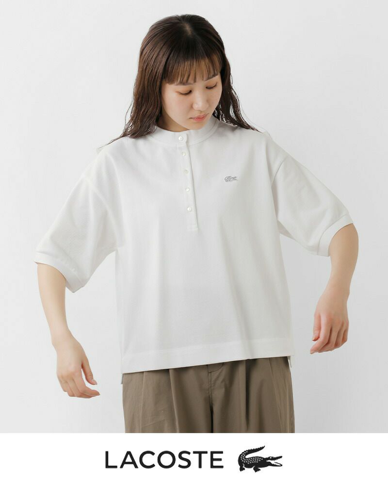 LACOSTE ラコステ コットン ヘンリーネック 半袖 ポロシャツ pf004j-mn