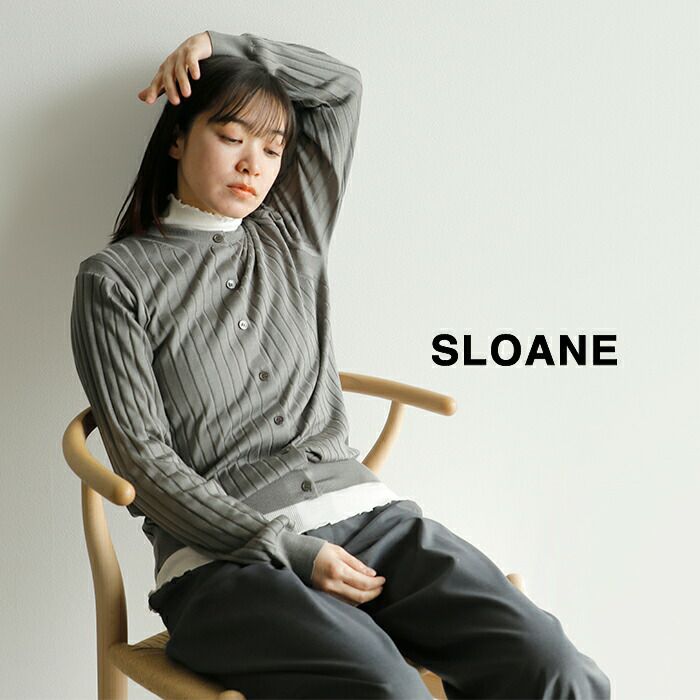 SLOANE スローン 18G ワイドリブ シルク クルーネック SLOANE スローン 18G ワイドリブ シルク クルーネック