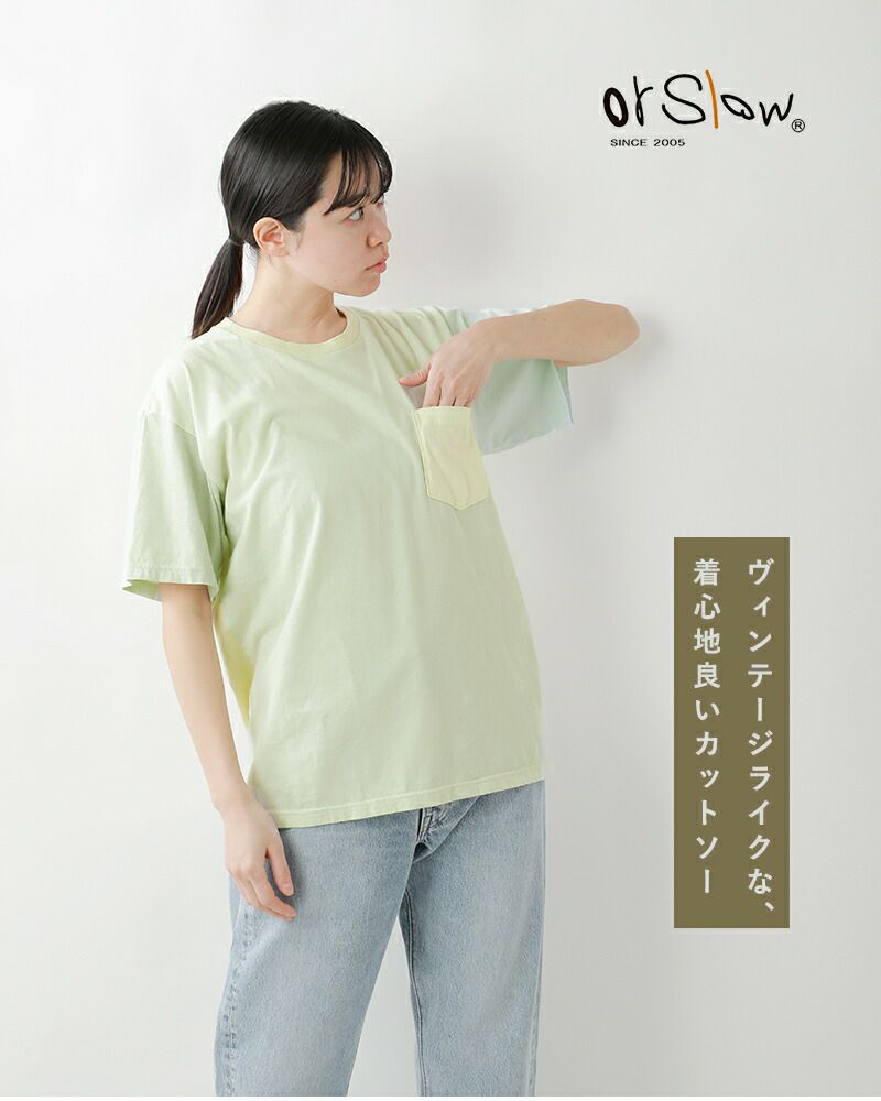 クーポン対象】or slow オアスロウ コットン 4トーン ポケット Tシャツ 