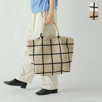 beej ビージ aranciato別注 コットン ループ チェック ビッグ トートバッグ mi-it008-fn 2025ss新作 レディース A4 刺繍 大容量 底マチ 内ポケットあり キャンバス 収納力 手織り