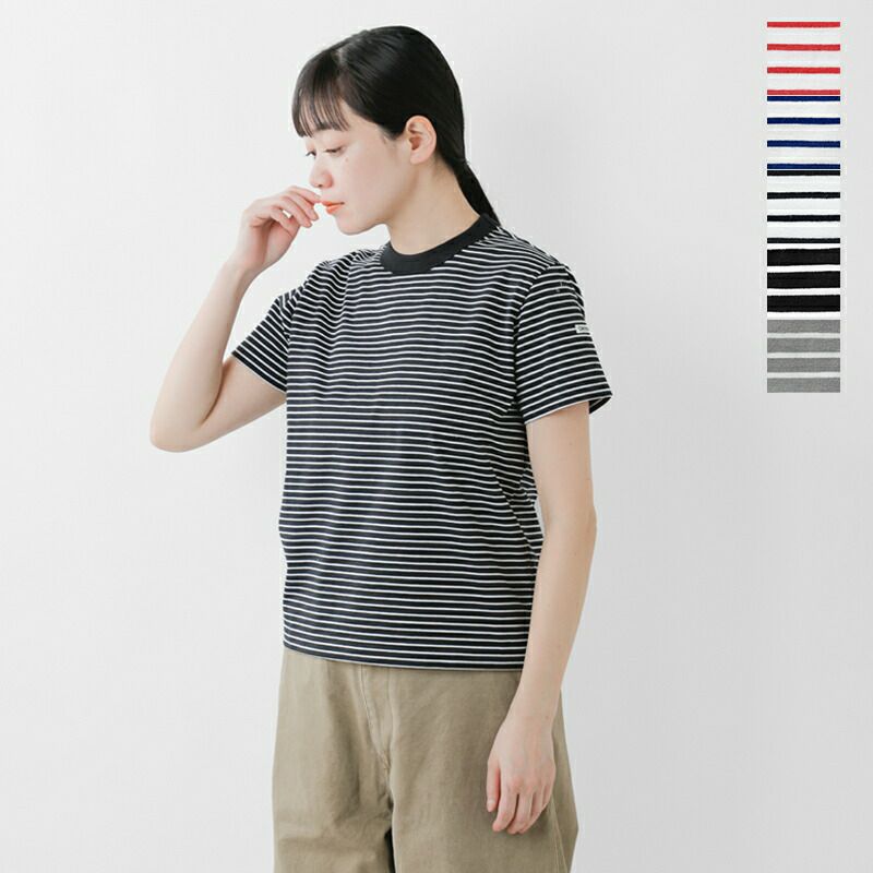 ORCIVAL ストライプTシャツ 半袖 アイボリー/ネイビー 楽天市場】ORCIVAL オーシバル ボートネック ワイド カットソー