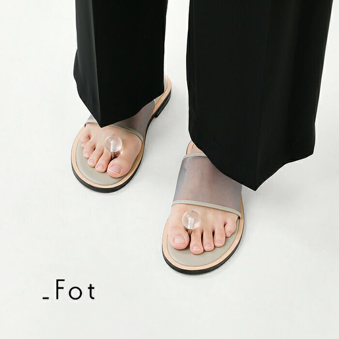 クーポン対象】_Fot フォート チュールメッシュ カウレザー フラット  