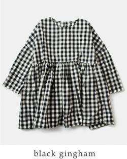 Gauze# ガーゼ コットン ギンガム スイッチング ギャザー ブラウス “GINGHAM SWITCHING GATHER BLOUSE”  g949-ms レディース | Piu di aranciato(ピウディアランチェート)