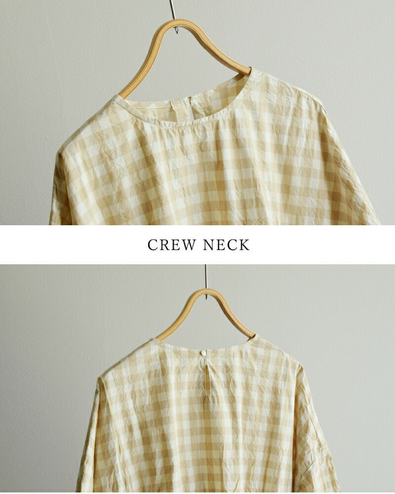 Gauze# ガーゼ コットン ギンガム スイッチング ギャザー ブラウス “GINGHAM SWITCHING GATHER BLOUSE”  g949-ms レディース | Piu di aranciato(ピウディアランチェート)