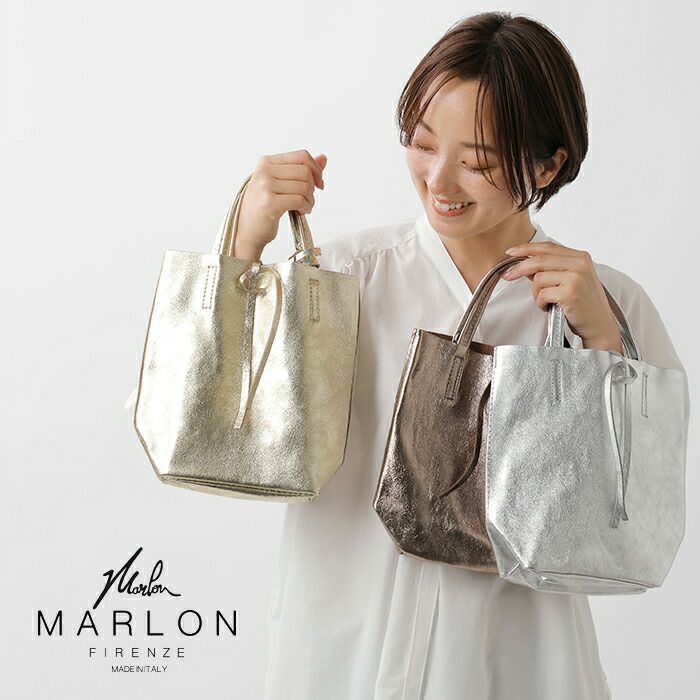 MARLON FIRENZE マーロンフィレンツェ ラミネート カウレザー ショッパー ミニ バッグ “SHOPPER MINI”  shopper-mini-same1-mn レディース | Piu di aranciato(ピウディアランチェート)