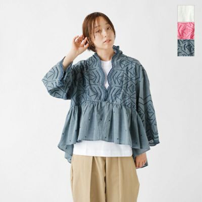 tumugu: よこ杢シャンブレーワンピース ツムグ 綿 フリーサイズ tumugu｜【40%OFF】太番手ステッチコットンリネンボイル フード