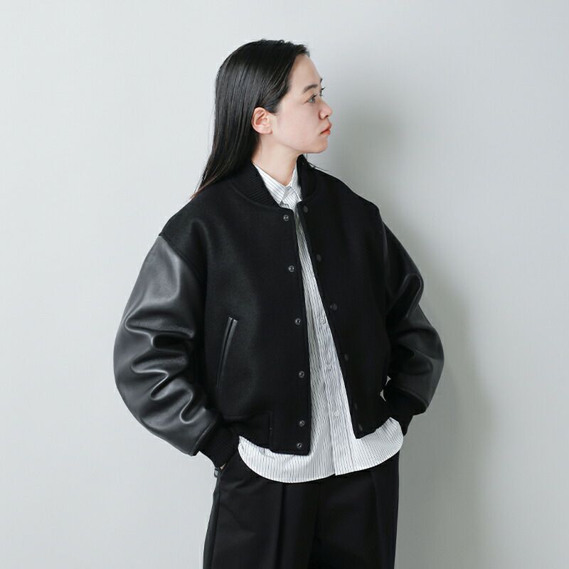 50%OFF】LOEFF ロエフ ラムレザースリーブ メルトン スタジアム 