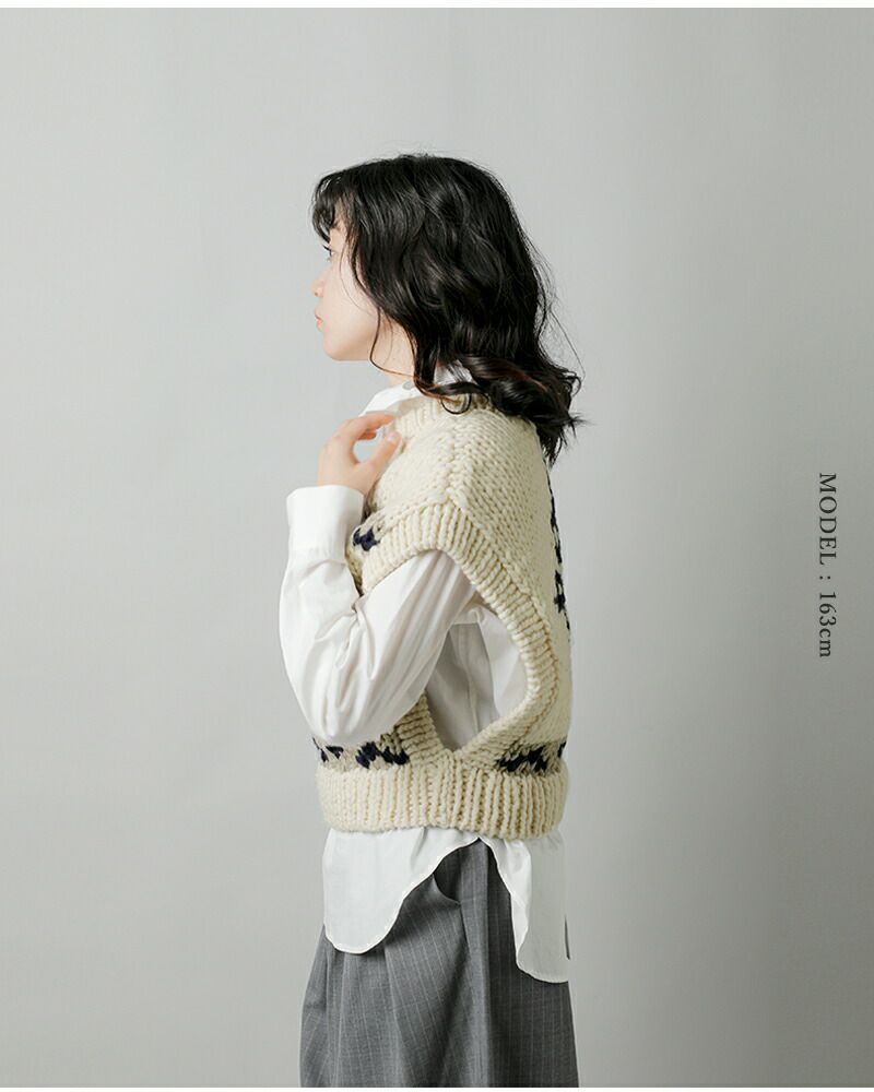 【クーポン対象】RHODOLIRION ロドリリオン ウール カウチン ニット ベスト “Cowichan Knit Vest” ps1071-yo  2024aw新作 レディース | Piu di aranciato(ピウディアランチェート)