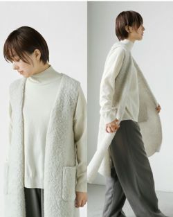 evam eva エヴァムエヴァ ウール ボア ロング ベスト e243k179