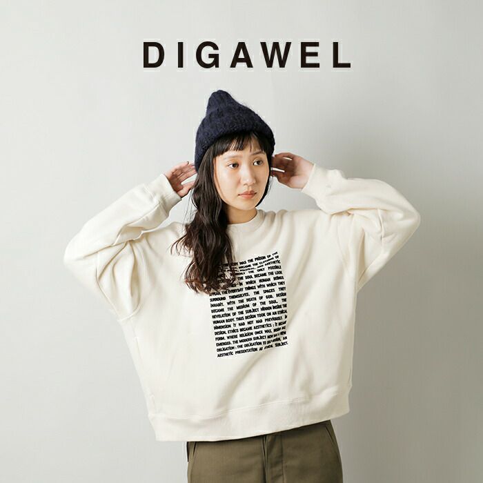 ☆】DIGAWEL ディガウェル コットン ステートメント スウェット シャツ “Statement sweatshirt” dwxb031-ma  2024aw新作 レディース | Piu di aranciato(ピウディアランチェート)