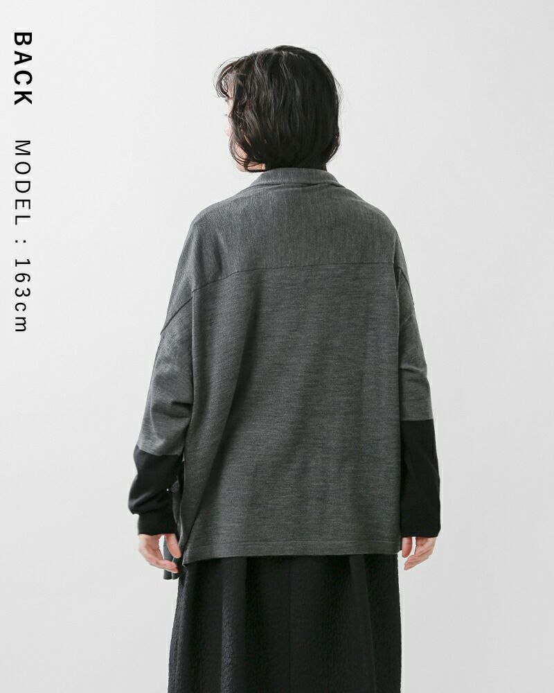 ADAWAS アダワス メリノウール 配色 スリーブ カーディガン “EXTRAFINE MERINO CARDIGAN”  adws-401-20-mn 2024aw新作 レディース | Piu di aranciato(ピウディアランチェート)