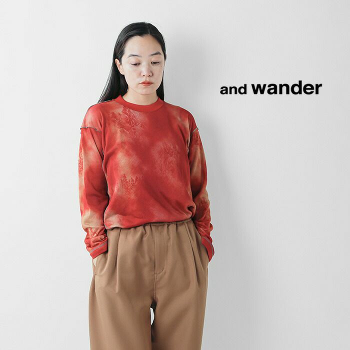 and wander アンドワンダー プリント オクタ ロングスリーブ プルオーバー “printed Octa pullover”  574-4284149-tr 2024aw新作 レディース | Piu di aranciato(ピウディアランチェート)