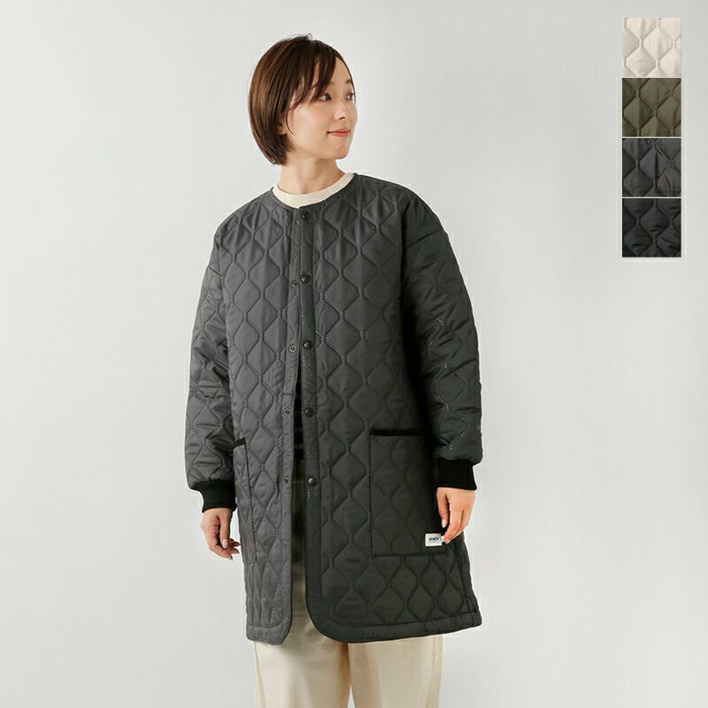 LAVENHAM ノーカラーキルティングジャケット カーキ 40（ラベンハム  