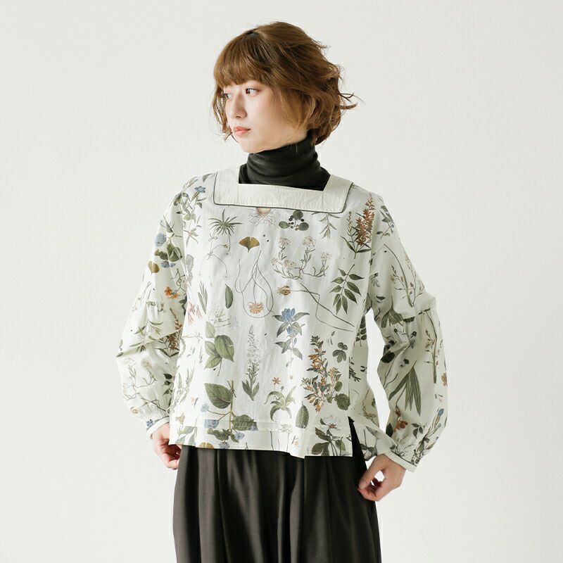 ASEEDONCLOUD アシードンクラウド コットン ティー ガーデン フラワー プリント フォグ コレクターズ ブラウス “Fog  collector's blouse” 242603-kk 2024aw新作 レディース | Piu di aranciato(ピウディアランチェート)