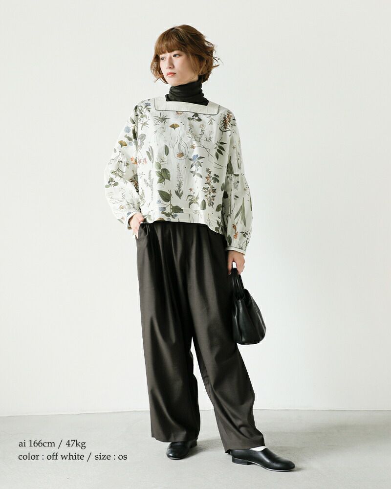 ASEEDONCLOUD アシードンクラウド コットン ティー ガーデン フラワー プリント フォグ コレクターズ ブラウス “Fog  collector's blouse” 242603-kk 2024aw新作 レディース | Piu di aranciato(ピウディアランチェート)