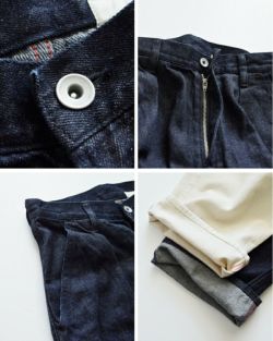 45R コットンリネンデニムのハッピィ　インディゴ　Free 日本製 30%OFF】CLOLI クロリ コットン リネン デニム ワークパンツ