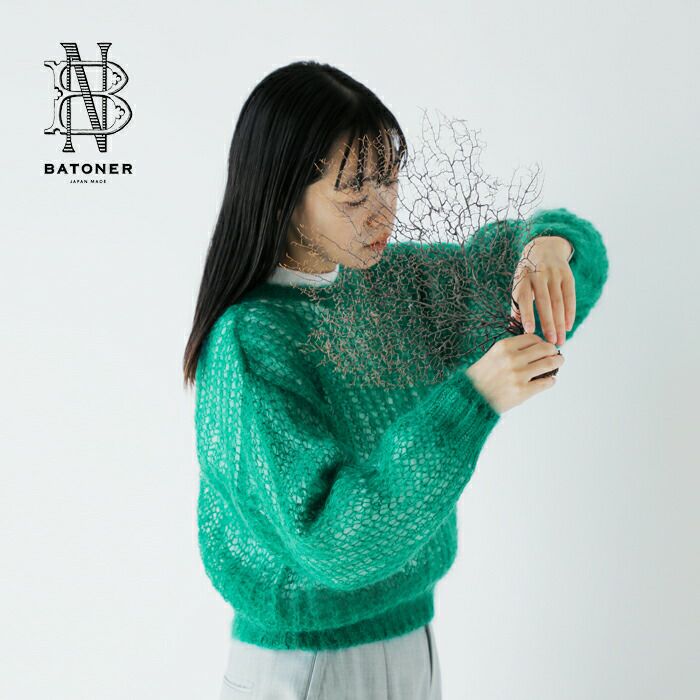 BATONER バトナー モヘア クルーネック ニット プルオーバー “FLUFFY MOHAIR CREW NECK” bn-24fl-025-ms  2024aw新作 レディース | Piu di aranciato(ピウディアランチェート)