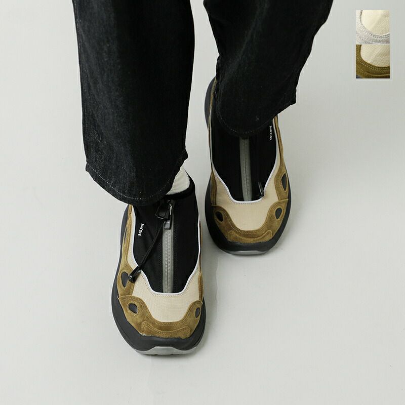 SUICOKE スイコック レザー ナイロン パネルデザイン フロントジップ 