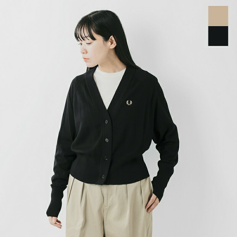 【 】FRED PERRY フレッド ペリー Vネック カーディガン “V-NECK CARDIGAN” k4121-ma 2024aw新作  レディース | Piu di aranciato(ピウディアランチェート)