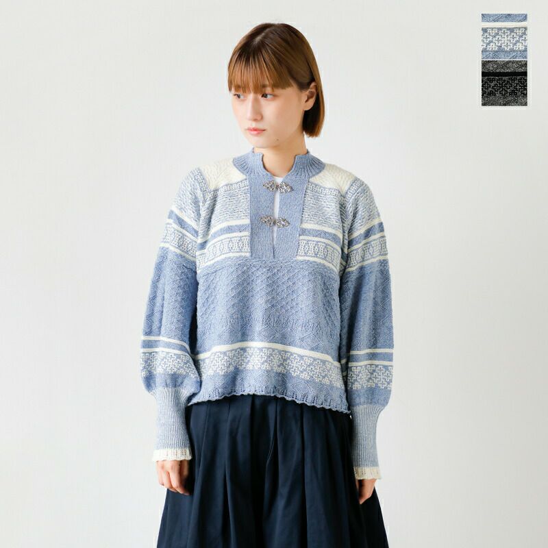 ASEEDONCLOUD アシードンクラウド フォギー ノルディック ニット ブラウス “Foggy nordic knit blouse”  242808-kk 2024aw新作 レディース | Piu di aranciato(ピウディアランチェート)