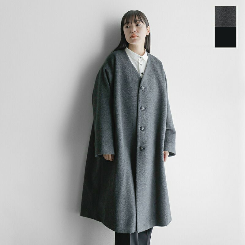 the last flower of the afternoon ラストフラワーオブジアフタヌーン アンゴラ シャギー カラーレス ロング コート  “柔らかな影 Collarless long coat” tlf-125-co023-as-tr 2024aw新作 レディース | Piu di  aranciato(ピウディアランチェート)