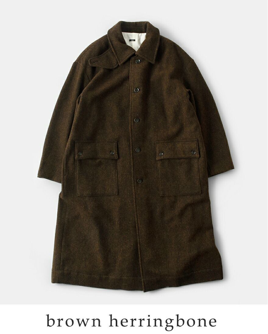 tissu ティシュ オリジナル ウール ヘリンボーン スタンドカラー