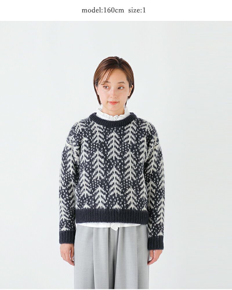 BATONER バトナー モヘア ウール ジャガード クルーネック ニット プルオーバー “CEDER JACQUARD MOHAIR CREW  NECK” bn-24fl-067-yo 2024aw新作 レディース | Piu di aranciato(ピウディアランチェート)