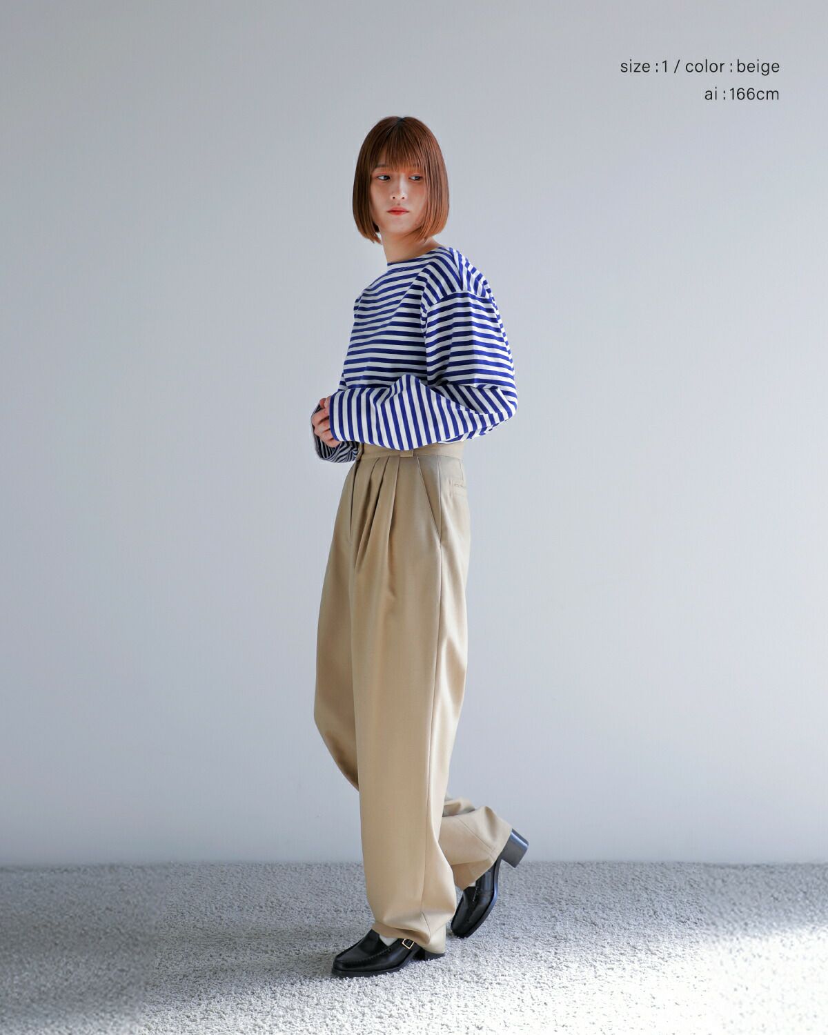 クーポン対象】CLANE クラネ ワイド ベルト タック パンツ 17110-7202  