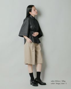 今ならほぼ即納！ ホップサック ロエフ LOEFF タック キュロット Aライン フレア パンツ