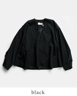 40%OFF】whyto ホワイト スリット ネック ドット ブラウス “slit