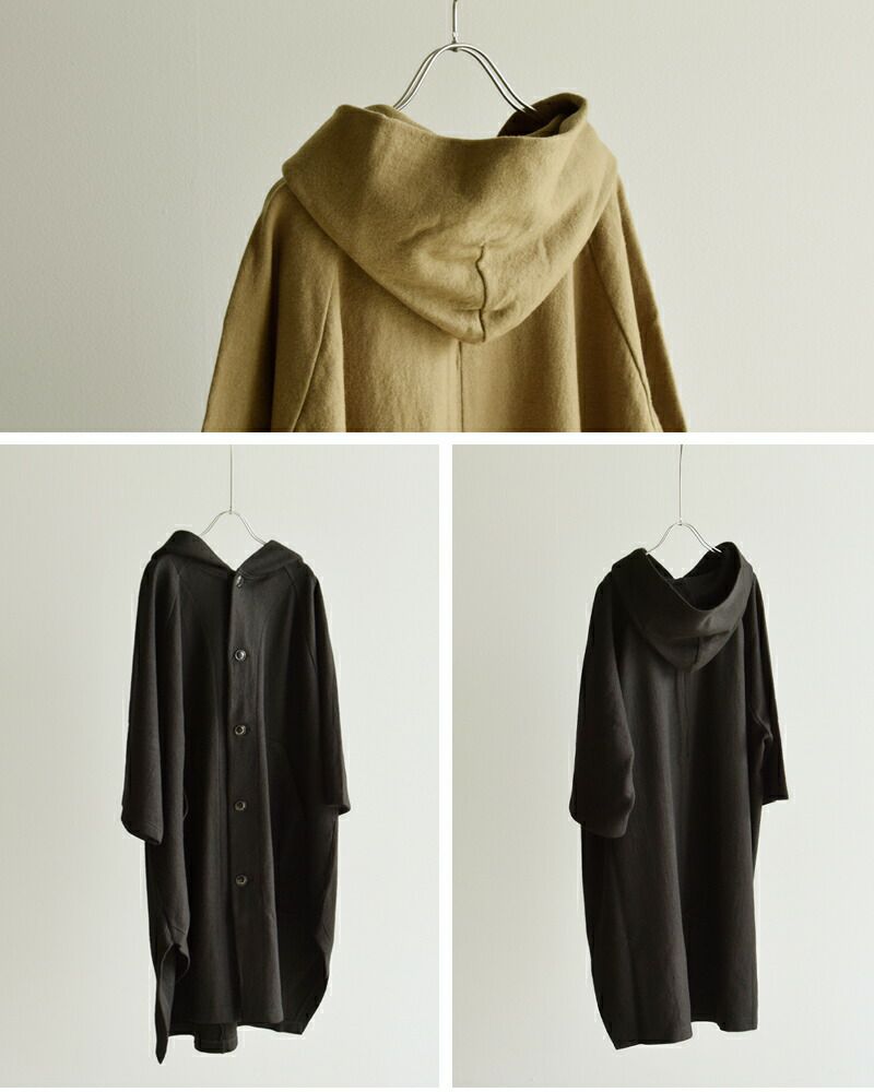 tissu ティシュ 圧縮 ウール ニット ポンチョ コート ts243ct091