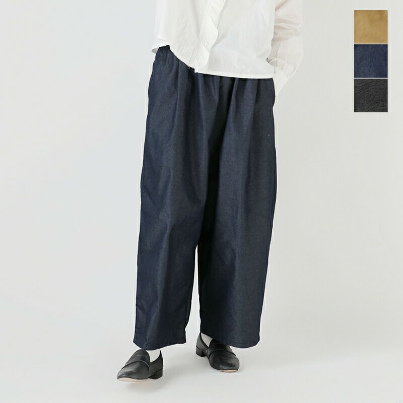 【GUMZZI】デニム生地ワイドロングパンツto28758 g グラム コットン チムニー デニム ワイド パンツ g-588-mn