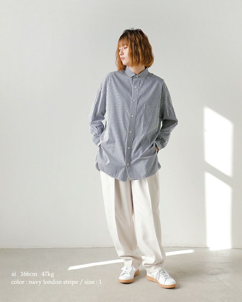 TICCA ティッカ シャツワンピース ストライプ ロング丈 ネイビー