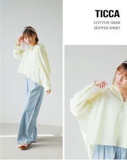 【在庫あり】 クーポン対象】TICCA ティッカ コットン ハーブ スキッパー シャツ/ブラウス(長袖/七分)
