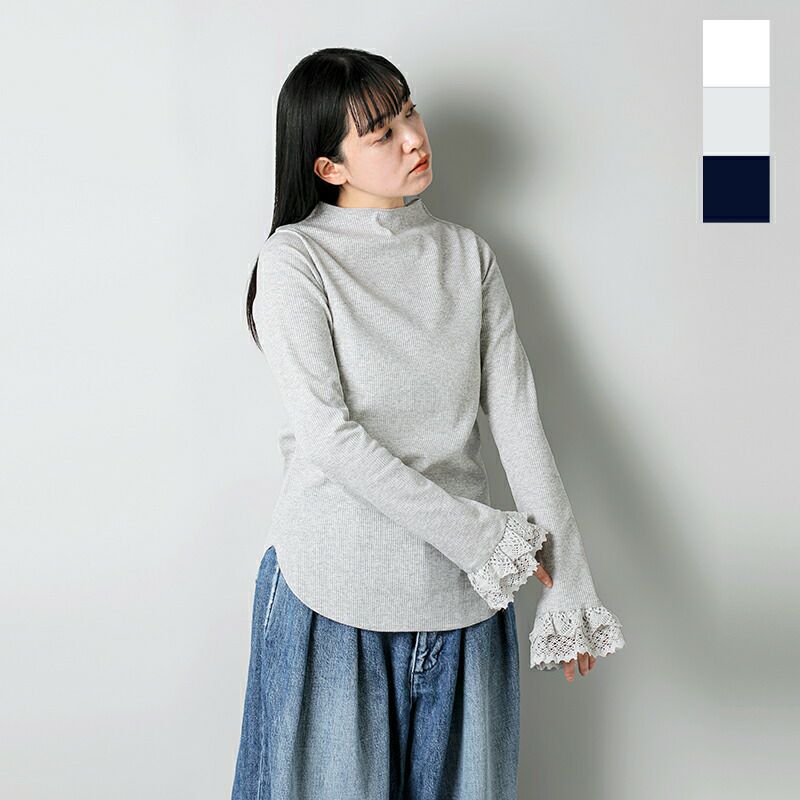 クーポン対象】RHODOLIRION ロドリリオン リブ レース カフ Tシャツ  