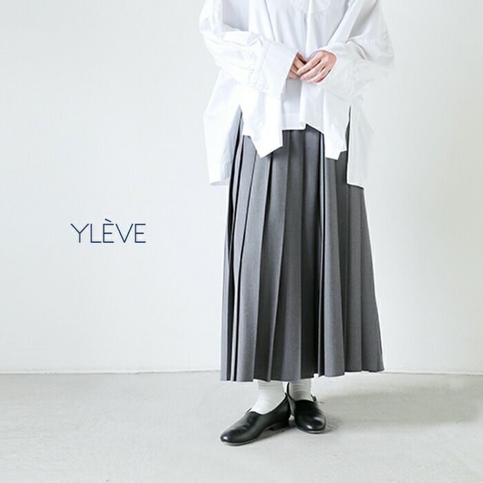 YLEVE イレーヴ ウール サージ プリーツ スカート “WOOL SURGE PLEATED 