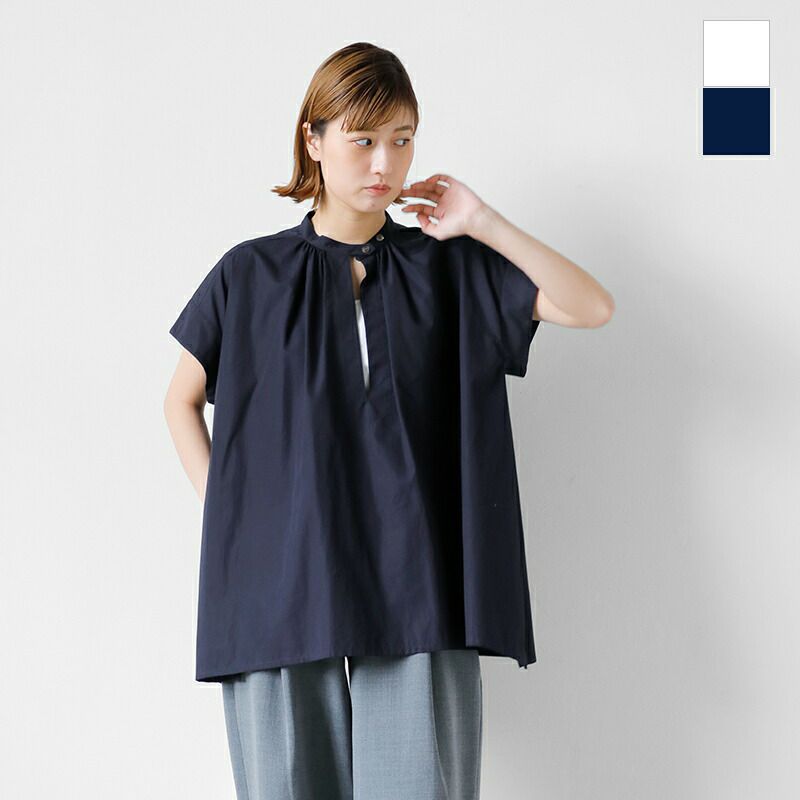 YLEVE イレーヴ ブリエンヌ コットン タイプライター ポンチョ シャツ 