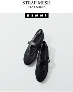 REMME レメ ストラップ メッシュ フラット シューズ zh-25s042