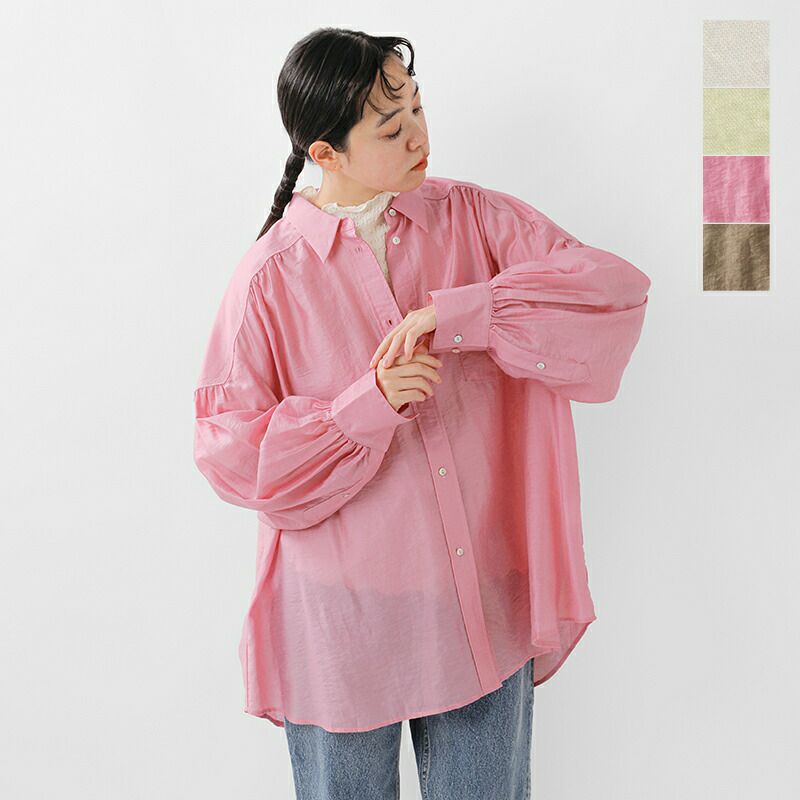 whyto(ホワイト)シアー ボリュームスリーブ ブラウス “sheer volume sleeves blouse” wht25hbl4060