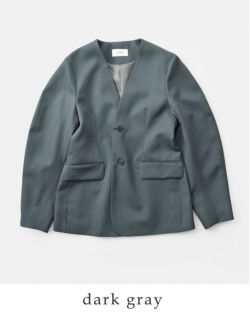 LOEFF ロエフ 高密度 ウール ギャバ カーブ ノーカラー