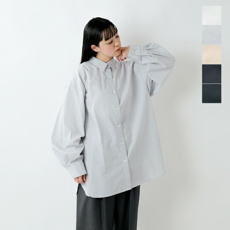 美品୨୧ミズイロインド コットンブロードワイドシャツ　 フレア　ゆったり 美品୨୧ミズイロインド コットンブロードワイドシャツ フレア