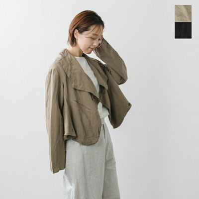Vlas Blomme ブラスブラム ウール リネン チェック コート