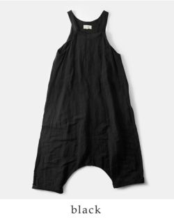 Vlas blomme / サロペット リネン 黒 ブラスブラム Hazy Cotton Linen サロペット | ITEM | Vlas blomme