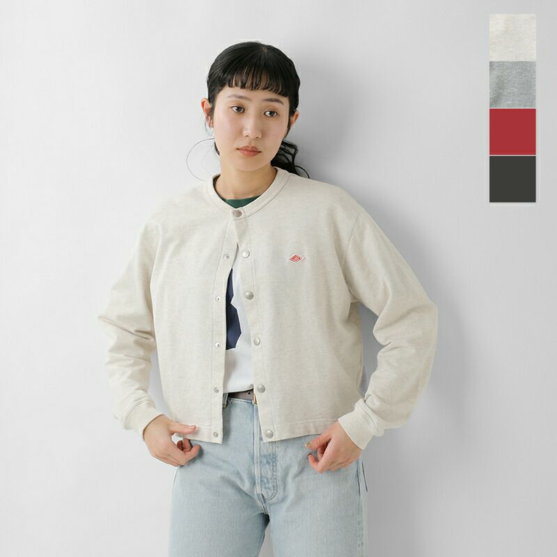 DANTON ダントン コットン ドットボタン クルーネック