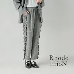 RHODOLIRION｜ウール ギャバジン フリル サイド パンツ “Frill
