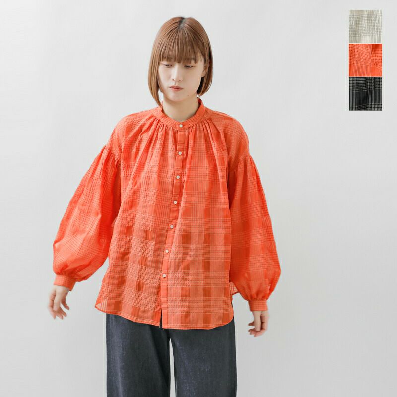 ★日本製 manon ワイド チェック スタンドカラー アミカル シャツ 楽天市場】【SALE！20%OFF】マノン MANON シアー チェック